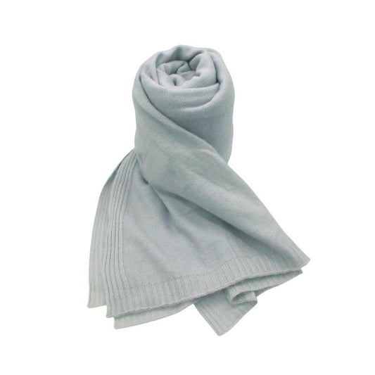 Dior Scarf Cashmere Knit Large Shawl Light Blue