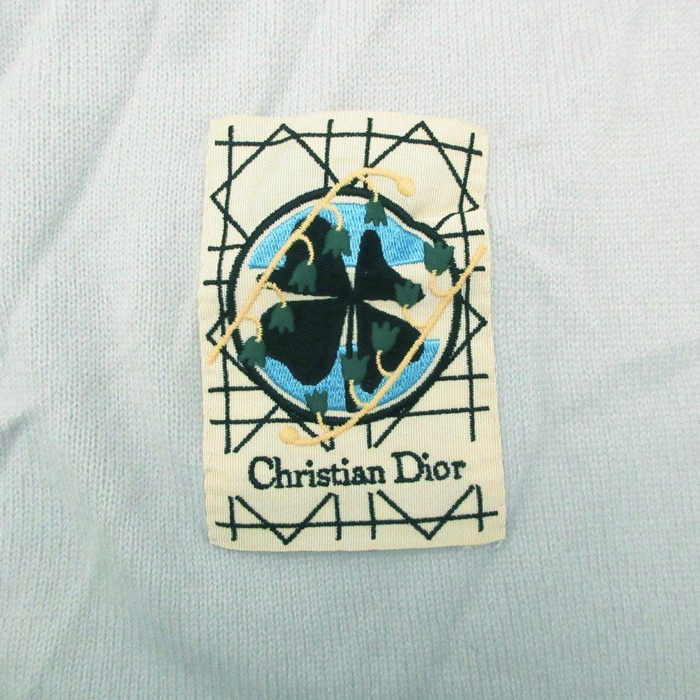 Dior Scarf Cashmere Knit Large Shawl Light Blue — view 6