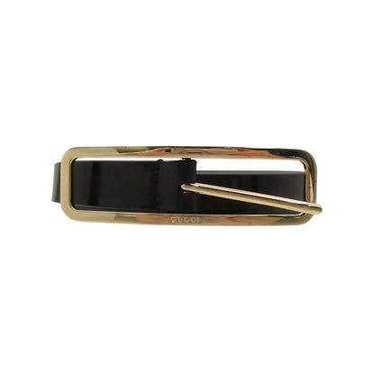 Gucci Belt Square Logo Buckle Patent Leather Narrow Black 80.32 — view 2