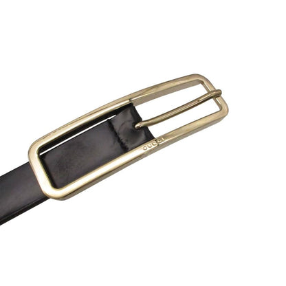 Gucci Belt Square Logo Buckle Patent Leather Narrow Black 80.32 — view 6