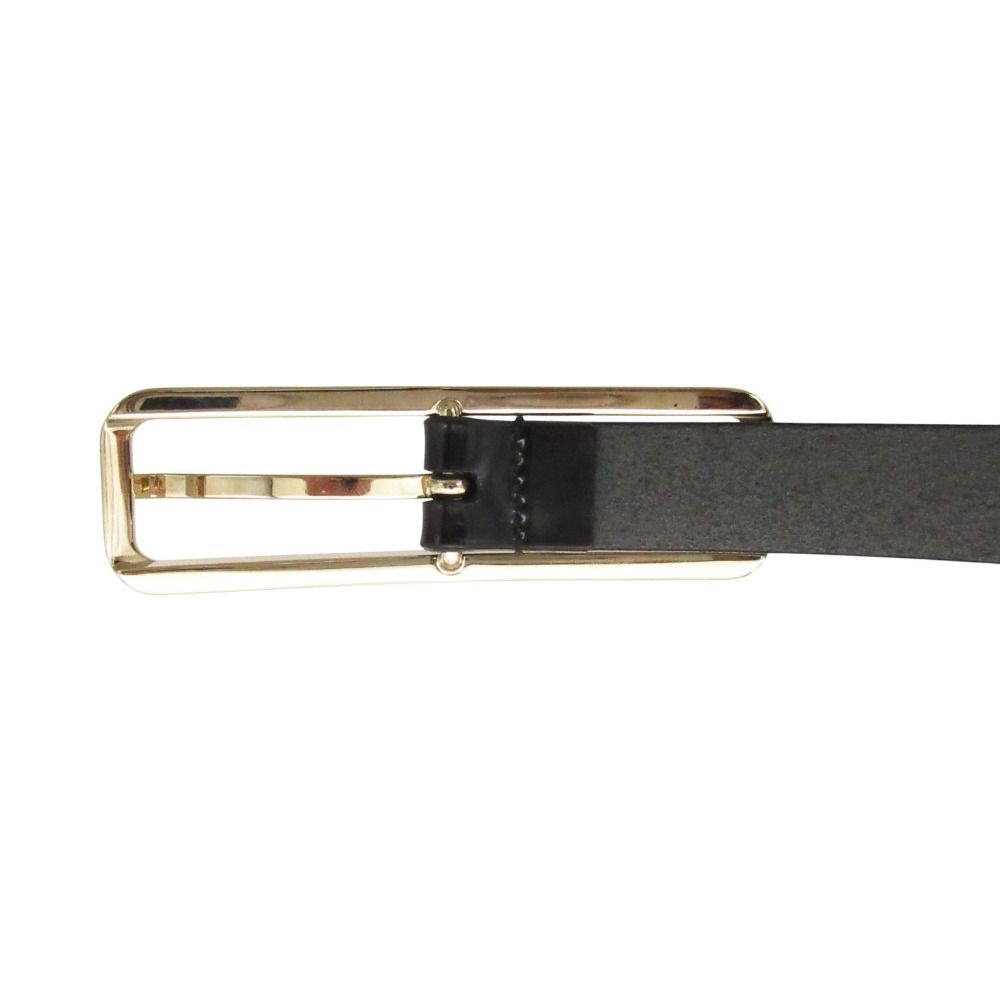 Gucci Belt Square Logo Buckle Patent Leather Narrow Black 80.32 — view 5