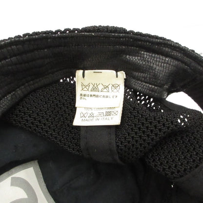 Chanel Sports Cap CC Logo Croco Embossed Leather Mesh Cap Hat Black — view 8