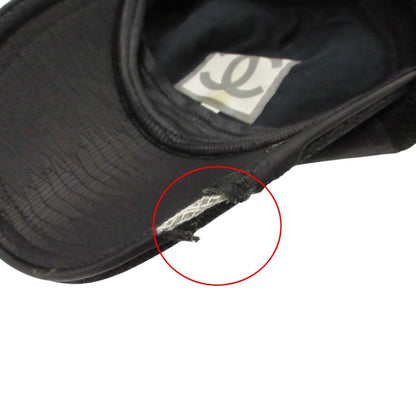 Chanel Sports Cap CC Logo Croco Embossed Leather Mesh Cap Hat Black — view 9