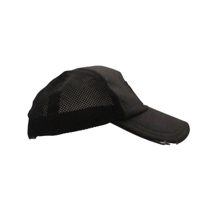 Chanel Sports Cap CC Logo Croco Embossed Leather Mesh Cap Hat Black — view 4
