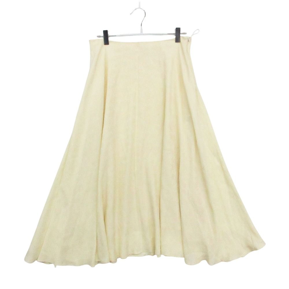 Celine Silk 100% Long Skirt Triomphe Pattern White 36