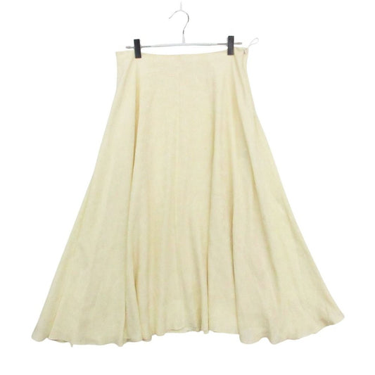 Celine Silk 100% Long Skirt Triomphe Pattern White 36