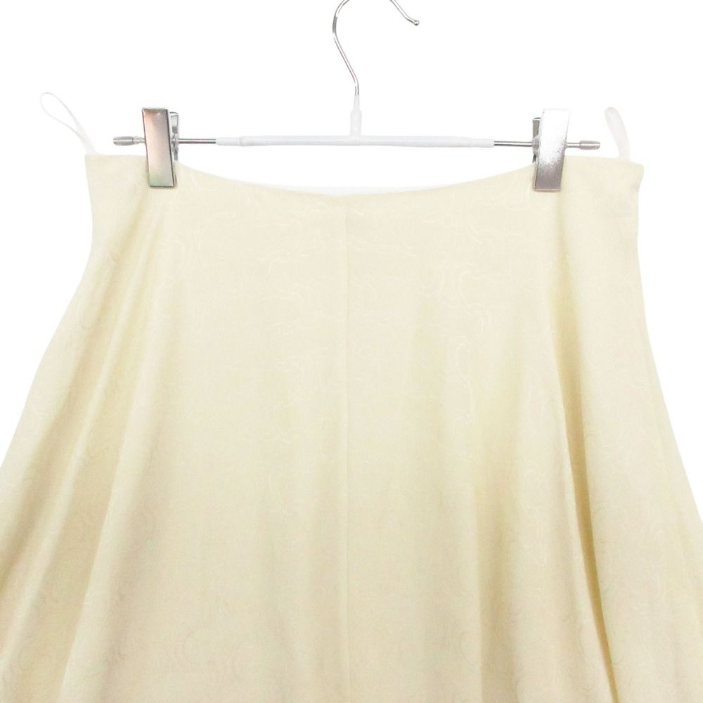 Celine Silk 100% Long Skirt Triomphe Pattern White 36 — view 3
