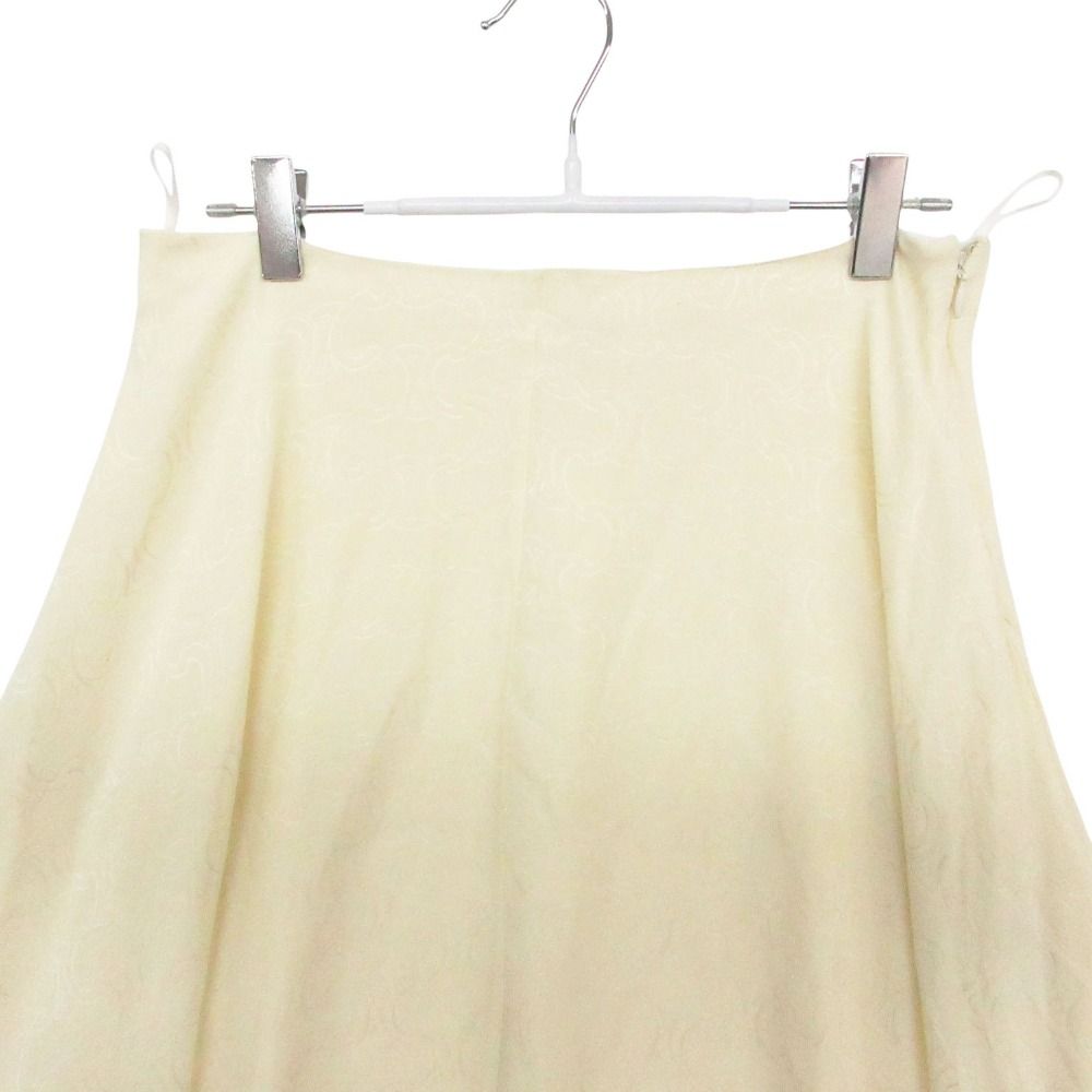 Celine Silk 100% Long Skirt Triomphe Pattern White 36 — view 4