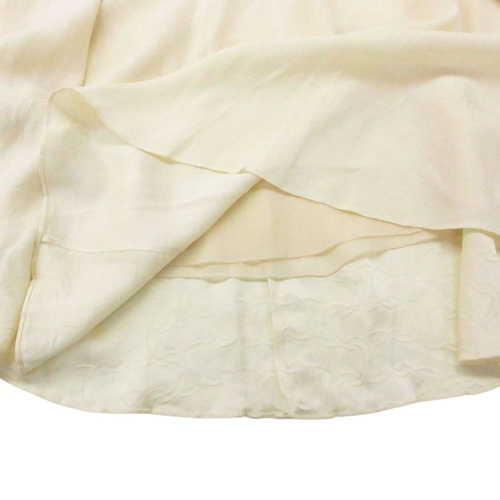 Celine Silk 100% Long Skirt Triomphe Pattern White 36 — view 5