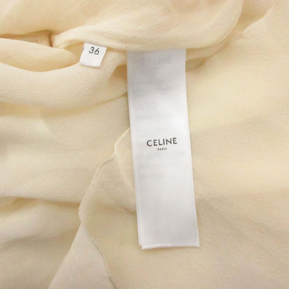 Celine Silk 100% Long Skirt Triomphe Pattern White 36 — view 9