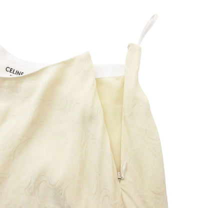 Celine Silk 100% Long Skirt Triomphe Pattern White 36 — view 6
