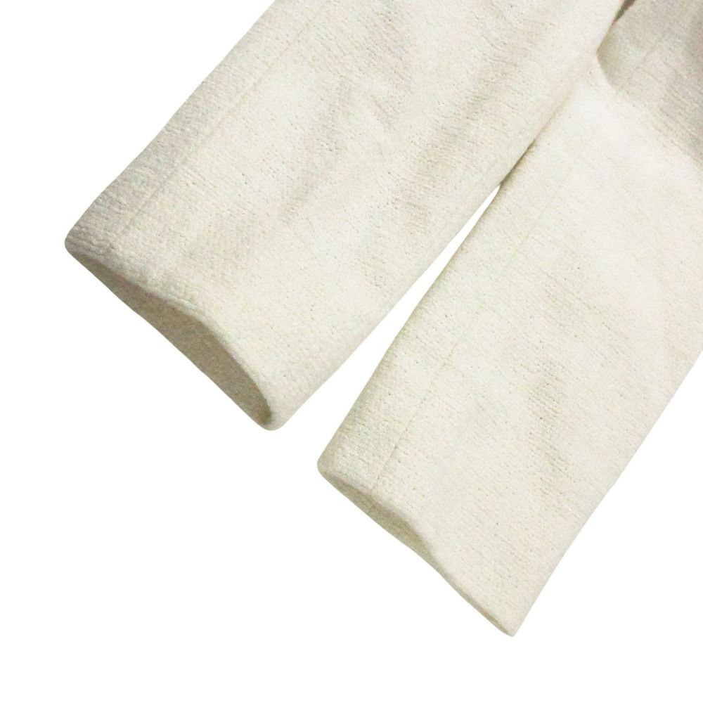 Chanel Tweed Collarless Jacket Blue Leather White — view 8