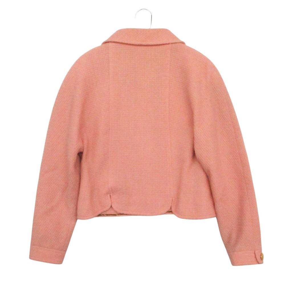 Chanel Vintage Tweed Jacket Cropped Length Gabriel Gold Button Pink — view 2