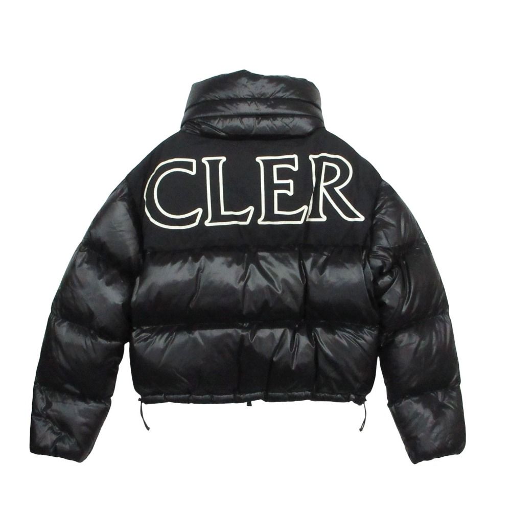 Moncler Gers Down Jacket Short Length Cropped Stand Collar Big Logo Black — view 2