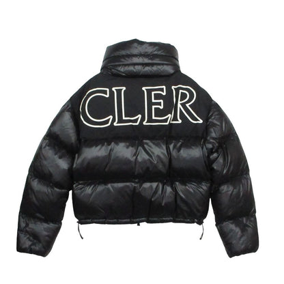 Moncler Gers Down Jacket Short Length Cropped Stand Collar Big Logo Black — view 2