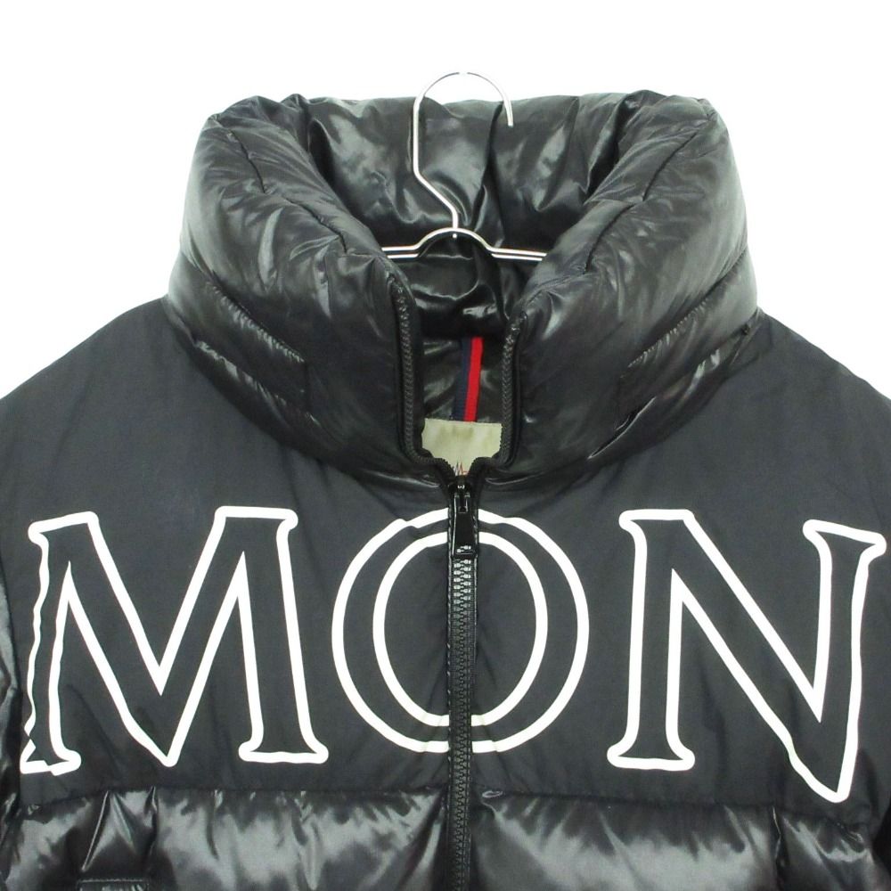 Moncler Gers Down Jacket Short Length Cropped Stand Collar Big Logo Black — view 4