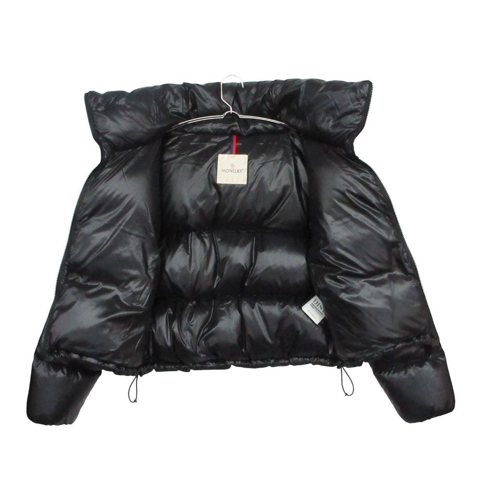 Moncler Gers Down Jacket Short Length Cropped Stand Collar Big Logo Black — view 3