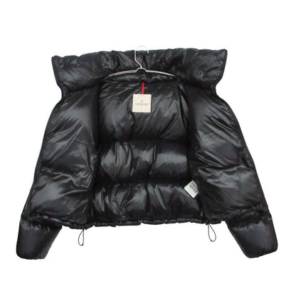 Moncler Gers Down Jacket Short Length Cropped Stand Collar Big Logo Black — view 3