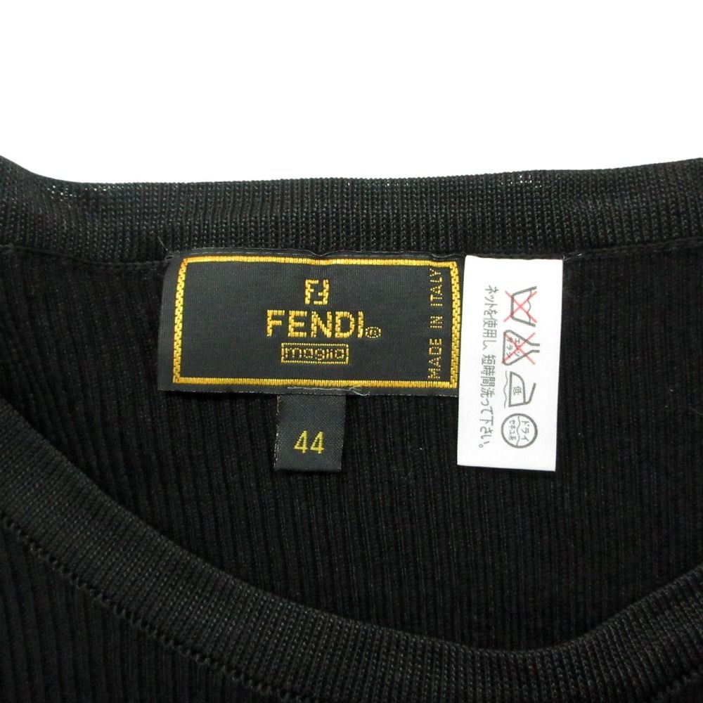 Fendi Vintage Rib Knit Long Sleeve Ruffle Pullover Top Black 44 Sweater — view 6