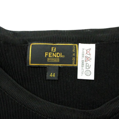 Fendi Vintage Rib Knit Long Sleeve Ruffle Pullover Top Black 44 Sweater — view 6