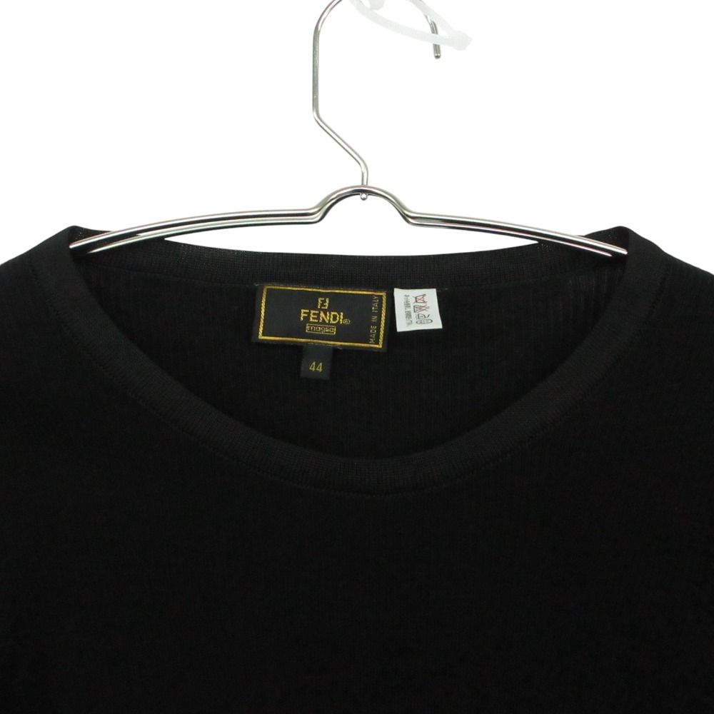 Fendi Vintage Rib Knit Long Sleeve Ruffle Pullover Top Black 44 Sweater — view 3