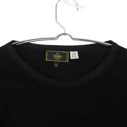 Fendi Vintage Rib Knit Long Sleeve Ruffle Pullover Top Black 44 Sweater — view 3