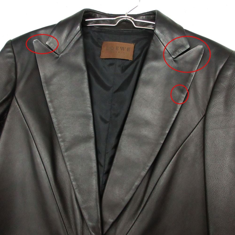 Loewe Set Nappa Leather Jacket Pants Peak Lapel Terre Black 38 — view 6