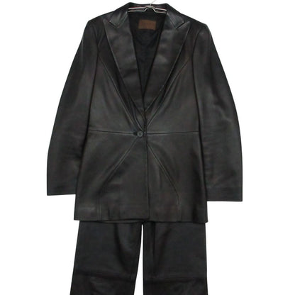 Loewe Set Nappa Leather Jacket Pants Peak Lapel Terre Black 38