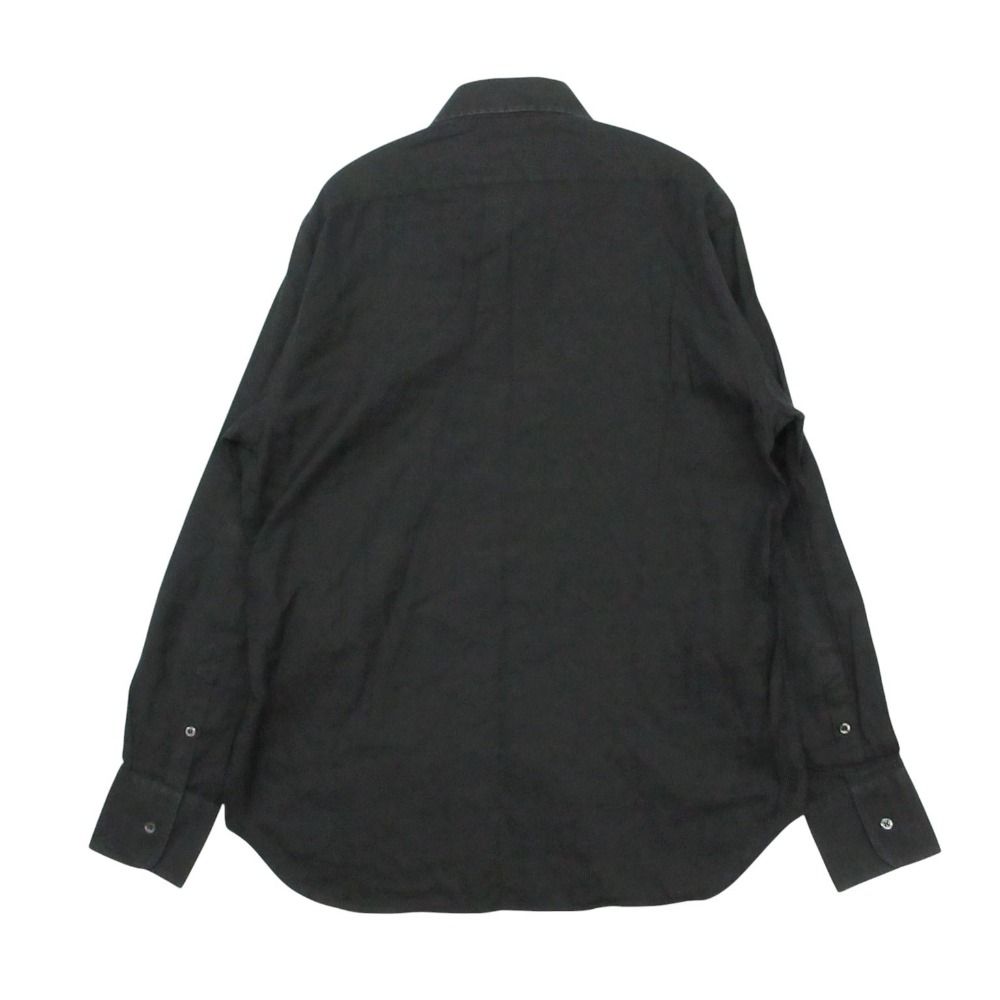 Gucci Long Sleeve Shirt Herringbone Stripe Logo Shell Button Top Black — view 2