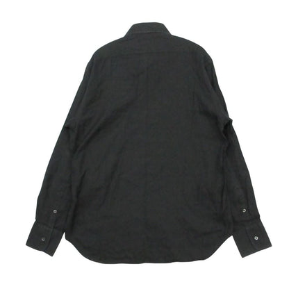 Gucci Long Sleeve Shirt Herringbone Stripe Logo Shell Button Top Black — view 2