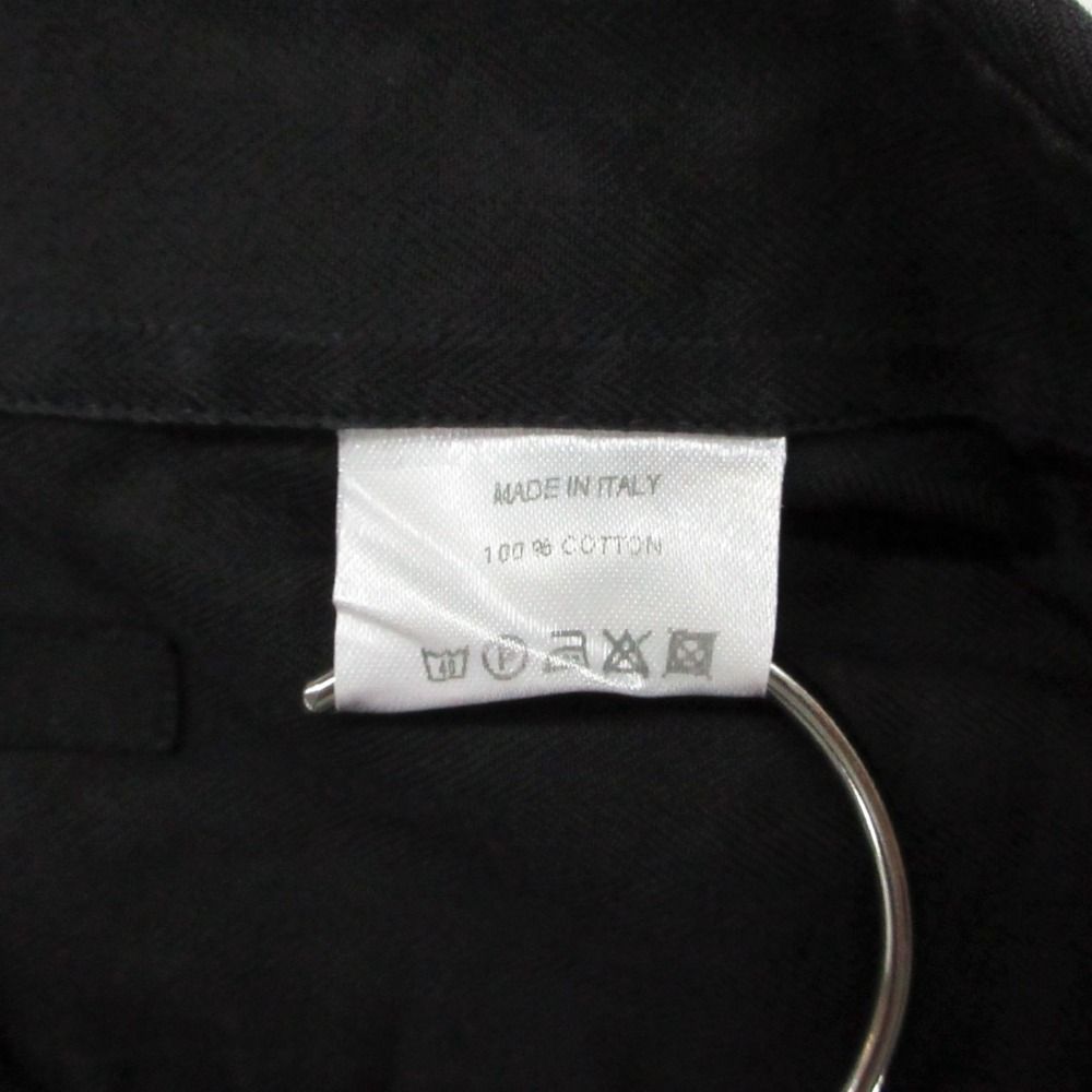 Gucci Long Sleeve Shirt Herringbone Stripe Logo Shell Button Top Black — view 9