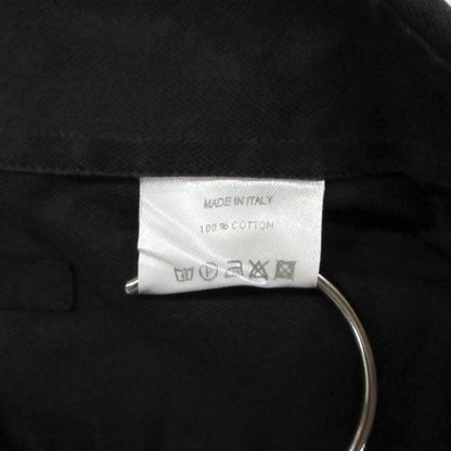 Gucci Long Sleeve Shirt Herringbone Stripe Logo Shell Button Top Black — view 9
