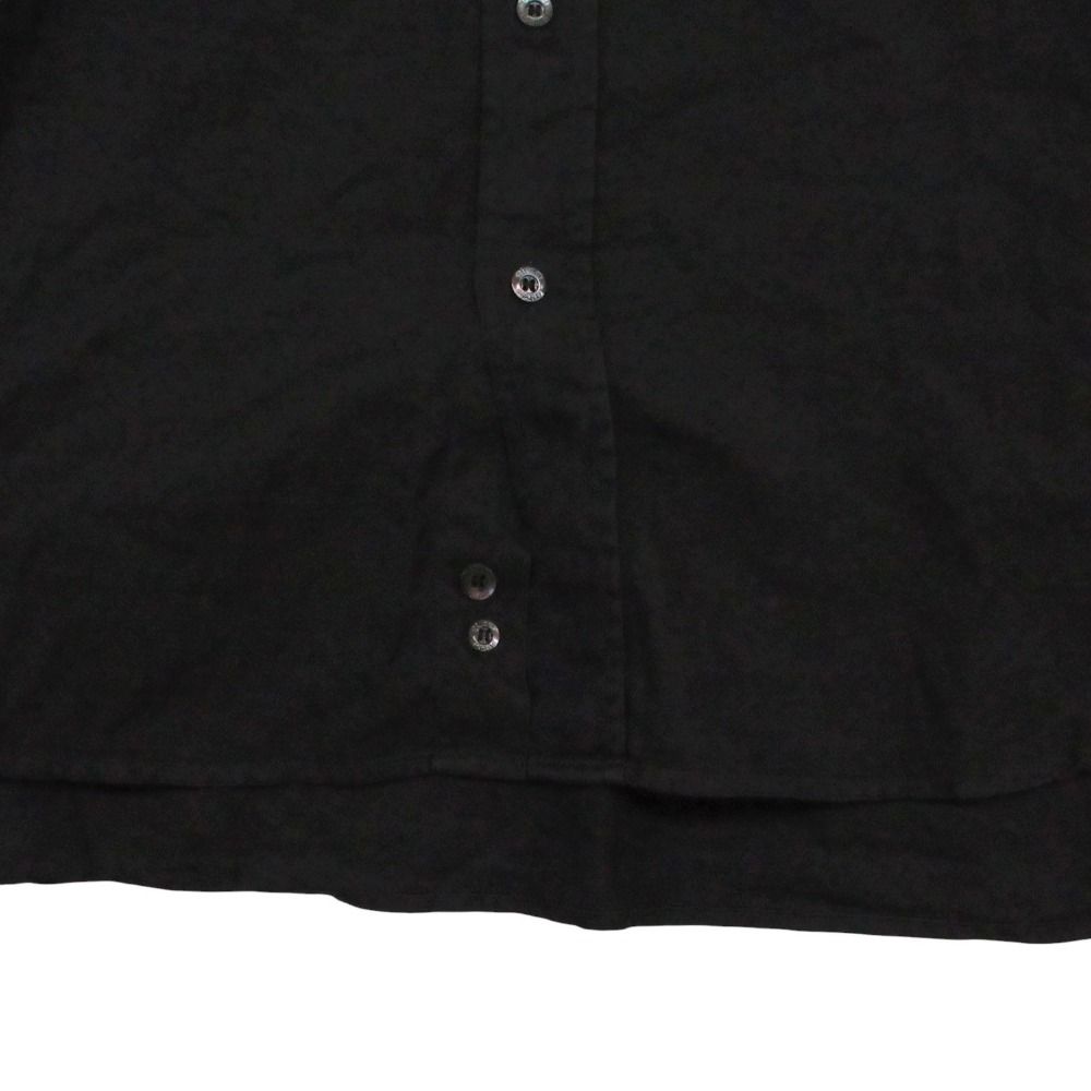 Gucci Long Sleeve Shirt Herringbone Stripe Logo Shell Button Top Black — view 5