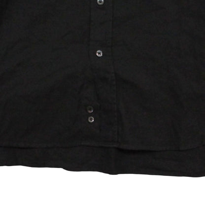 Gucci Long Sleeve Shirt Herringbone Stripe Logo Shell Button Top Black — view 5