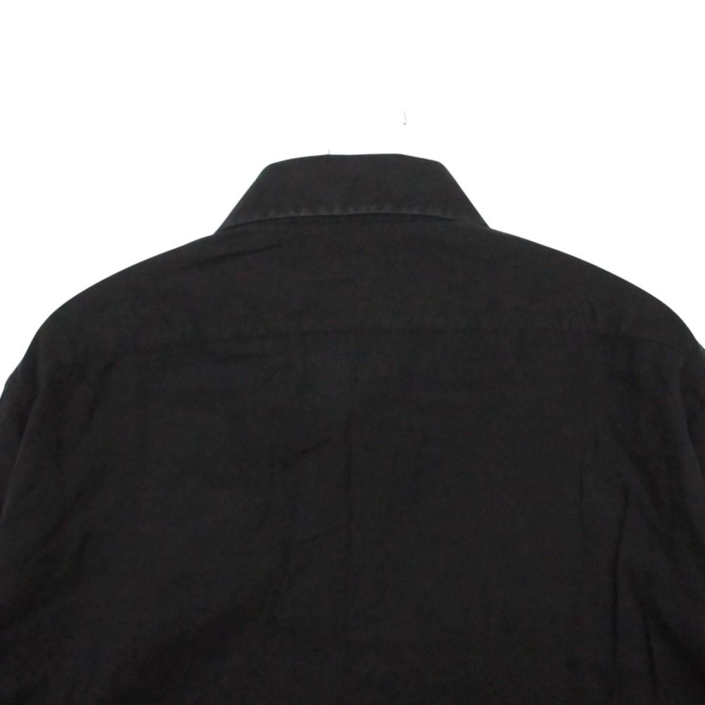 Gucci Long Sleeve Shirt Herringbone Stripe Logo Shell Button Top Black — view 3