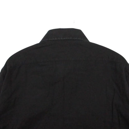 Gucci Long Sleeve Shirt Herringbone Stripe Logo Shell Button Top Black — view 3