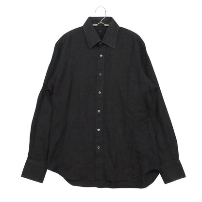 Gucci Long Sleeve Shirt Herringbone Stripe Logo Shell Button Top Black
