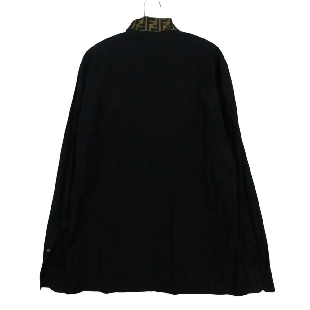 Fendi Long Sleeve Shirt Zucca Pattern FF Silk Switch Top Black 41 — view 2
