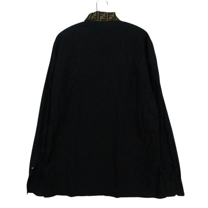 Fendi Long Sleeve Shirt Zucca Pattern FF Silk Switch Top Black 41 — view 2