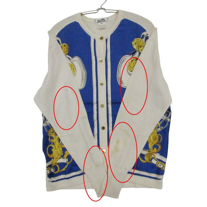 Hermes Vintage Twill Lane Cardigan Long Sleeve Silk Contrast Scarf Pattern Brid — view 8