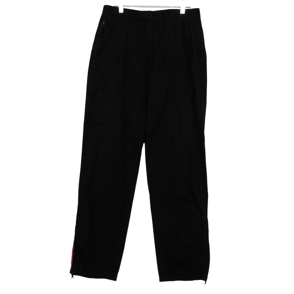 Prada Sports Pants Cotton Nylon Hem Zip Mesh Contrast Black