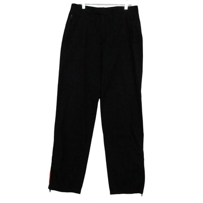 Prada Sports Pants Cotton Nylon Hem Zip Mesh Contrast Black