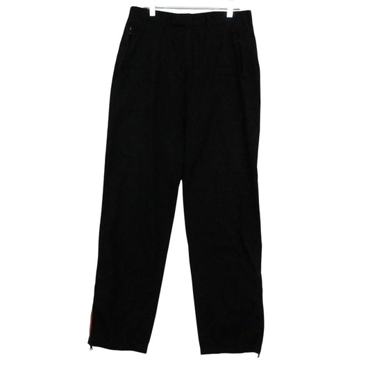 Prada Sports Pants Cotton Nylon Hem Zip Mesh Contrast Black