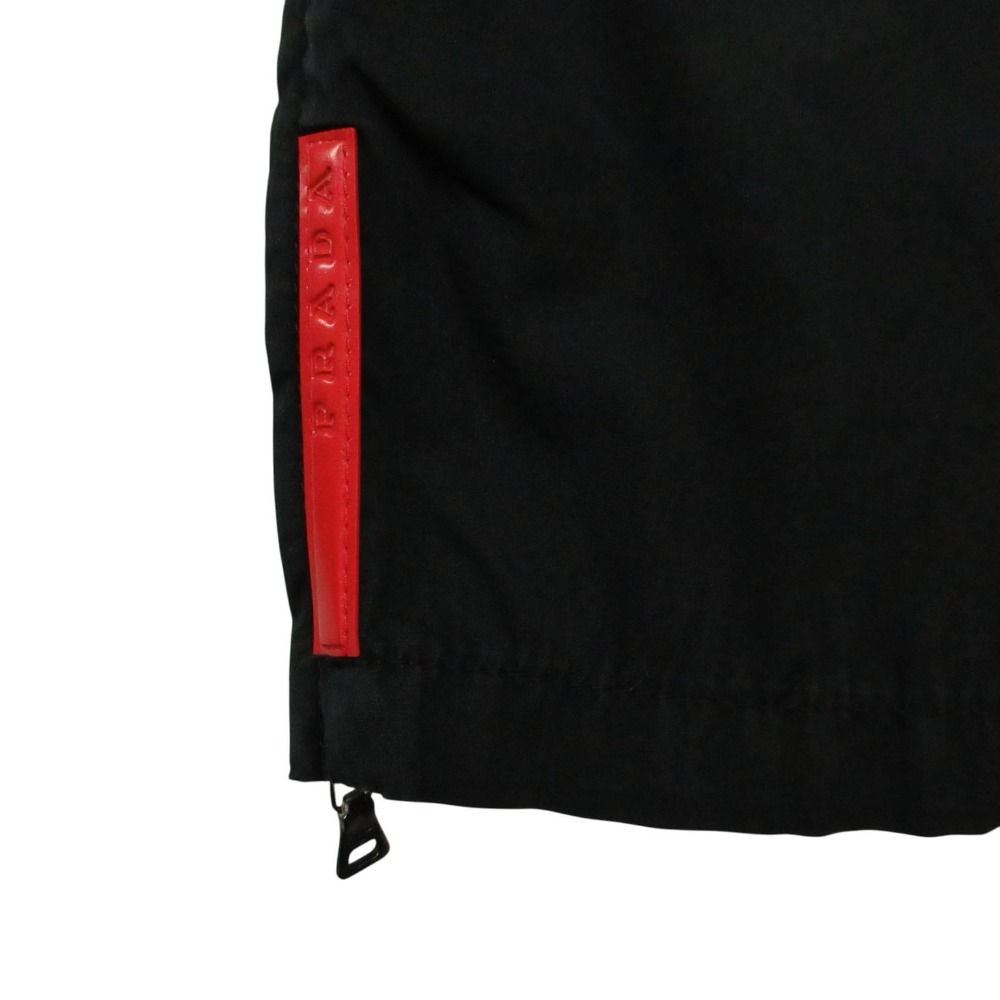 Prada Sports Pants Cotton Nylon Hem Zip Mesh Contrast Black — view 5