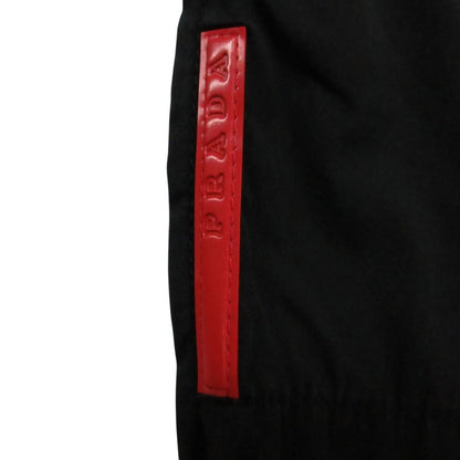 Prada Sports Pants Cotton Nylon Hem Zip Mesh Contrast Black — view 6