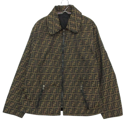Fendi Vintage Zucca Pattern Reversible Jacket Logo Zip Up Brown 44