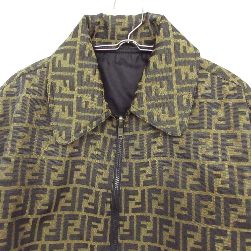 Fendi Vintage Zucca Pattern Reversible Jacket Logo Zip Up Brown 44 — view 3