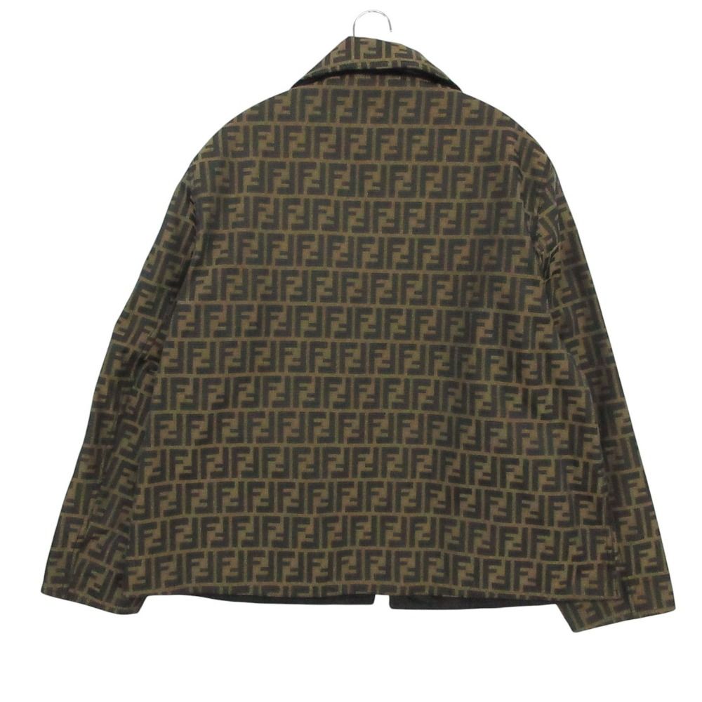 Fendi Vintage Zucca Pattern Reversible Jacket Logo Zip Up Brown 44 — view 2