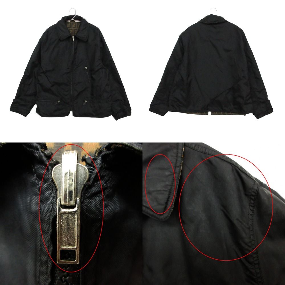 Fendi Vintage Zucca Pattern Reversible Jacket Logo Zip Up Brown 44 — view 8