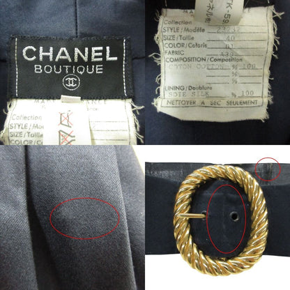 Chanel Vintage Dress Short Sleeve Shawl Collar Camellia Gold Button Tulip Skirt — view 9
